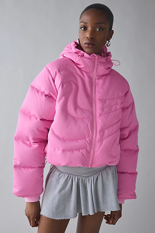 Nike Sportswear Swoosh Series Therma-FIT Oversized Down Puffer Jacket in Pink, Women's at Urban Outfitters | Urban Outfitters (US and RoW)