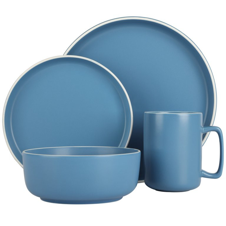 Gap Home Color Matte 16-Pieces Round Light Blue Stoneware Dinnerware Set | Walmart (US)