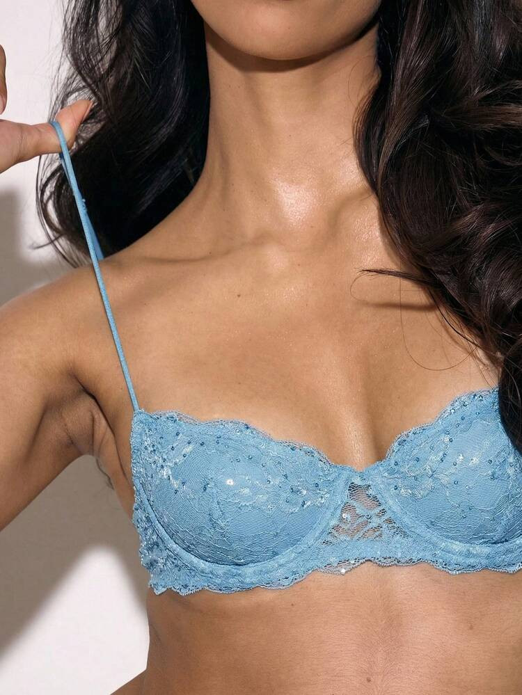 MUSERA Sequin Lace Bralette Only Christmas Occasion Sexy Night Out Winter Elegant Cute
 | SHEIN