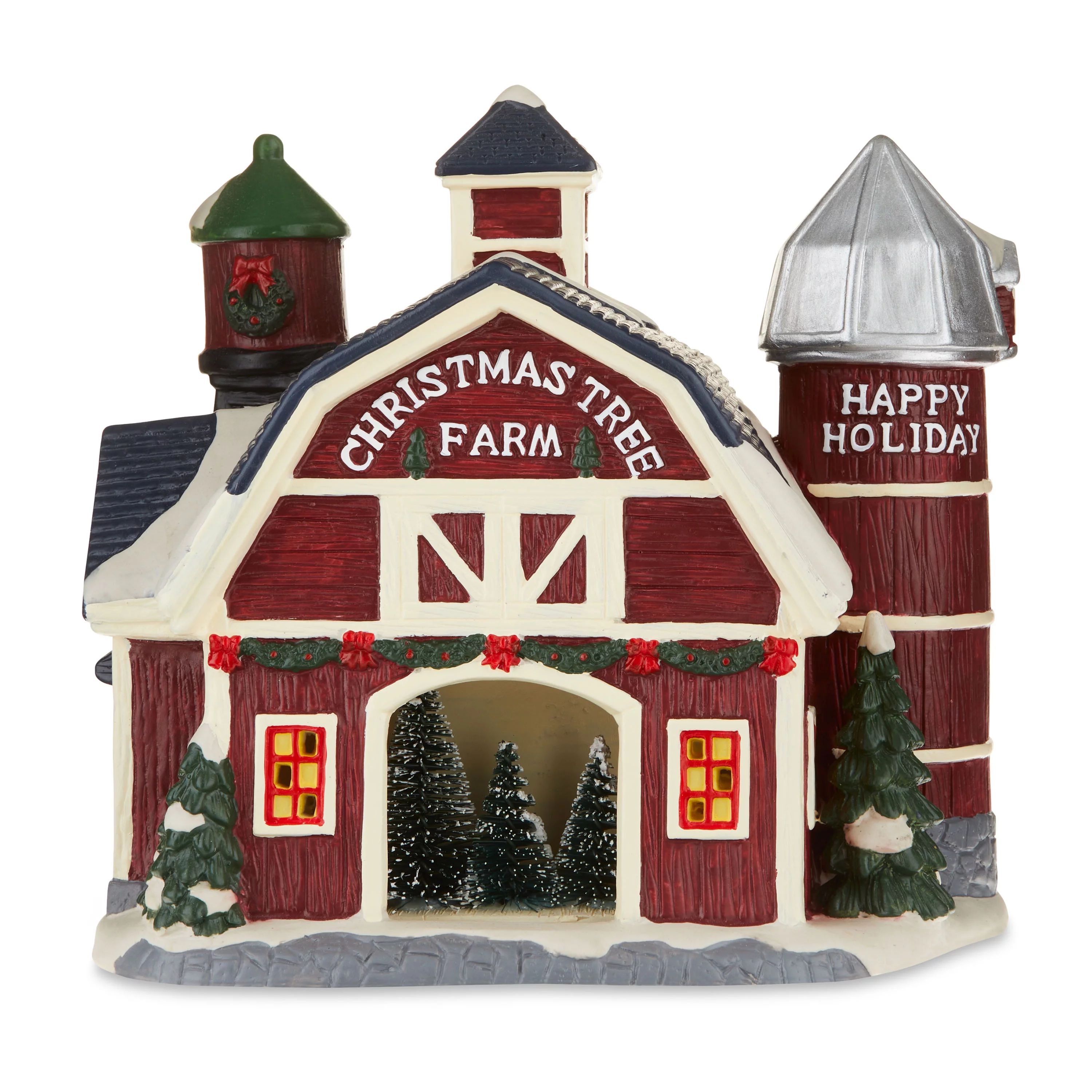 9.65 inch Height Indoor Decor Multi-Color Tree Farm Christmas Village House, Holiday Time - Walma... | Walmart (US)