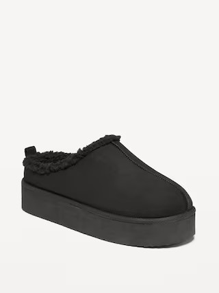 Sherpa-Lined Platform Slippers | Old Navy (US)