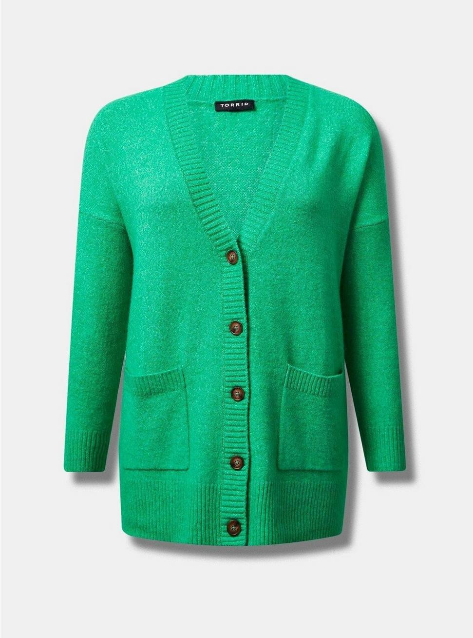 Vegan Cashmere Boyfriend Cardigan V-Neck Sweater | Torrid (US & Canada)