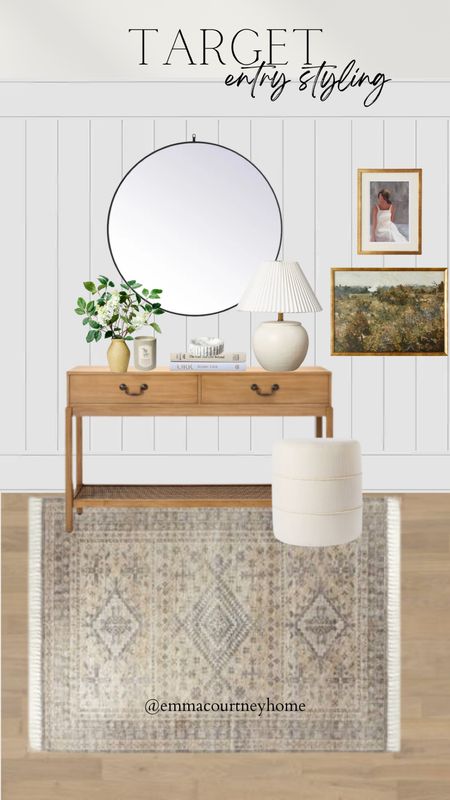 Target entry mood board styling. Studio McGee console, rug, ottoman, mirror, art. 

Mirror from wayfair 

#LTKstyletip #LTKhome #LTKFind