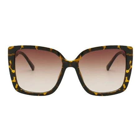 Women s Fashion Oversized Sunglasses Cat Eyes Rectangular Glasses UV 400 Glasses Leopard+Brown | Walmart (US)