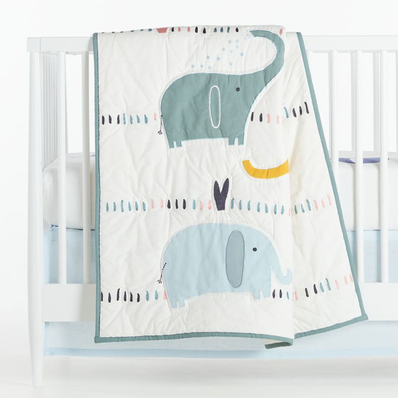 Elephant Baby Crib Quilt + Reviews | Crate & Kids | Crate & Barrel