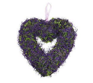 Purple Moss and Green Twig Valentine's Day Hear Wreath 14.5 | QVC