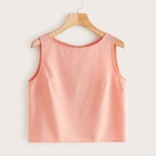 Button Back Solid Tank Top | SHEIN