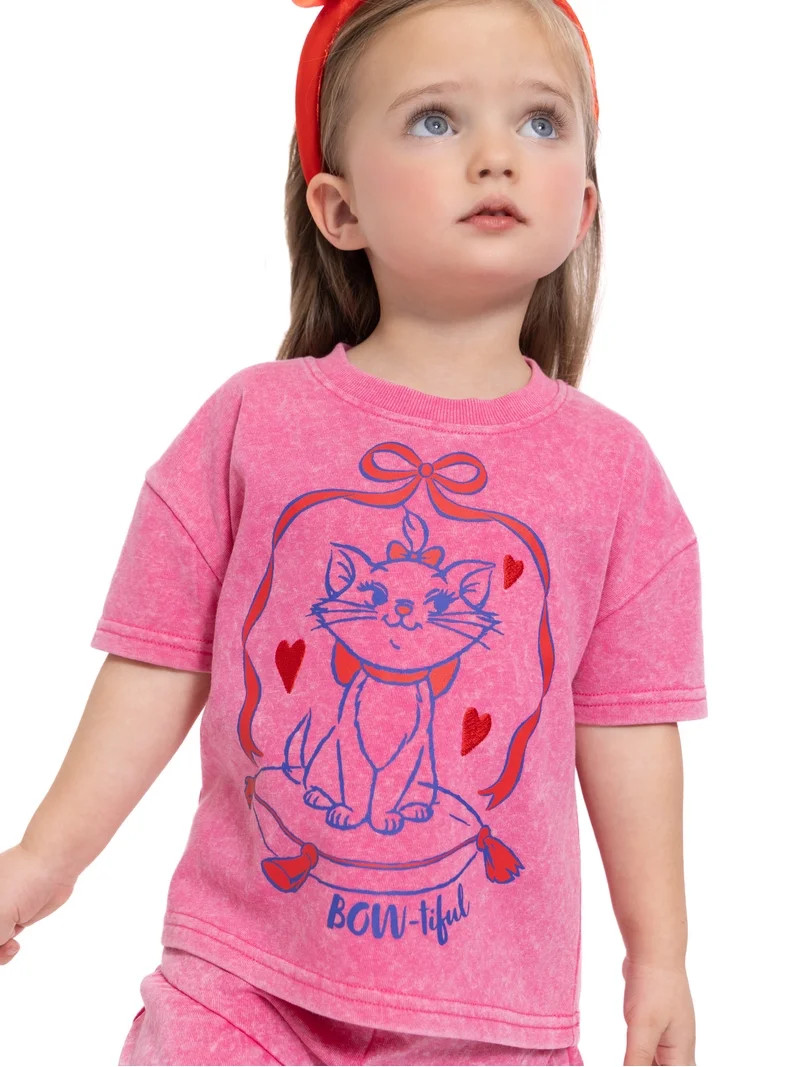 Disney Classics Marie Toddler Girls Short Sleeve Graphic Tee and Matching Ruffle Shorts Set, 2-Pi... | Walmart (US)