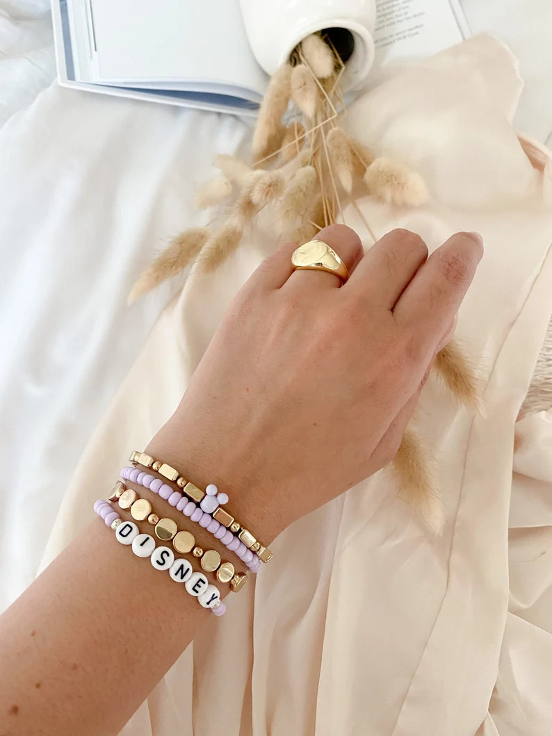 Set of 4 Mickey Mouse Beaded Bracelet Disney Inspired | Etsy | Etsy (US)