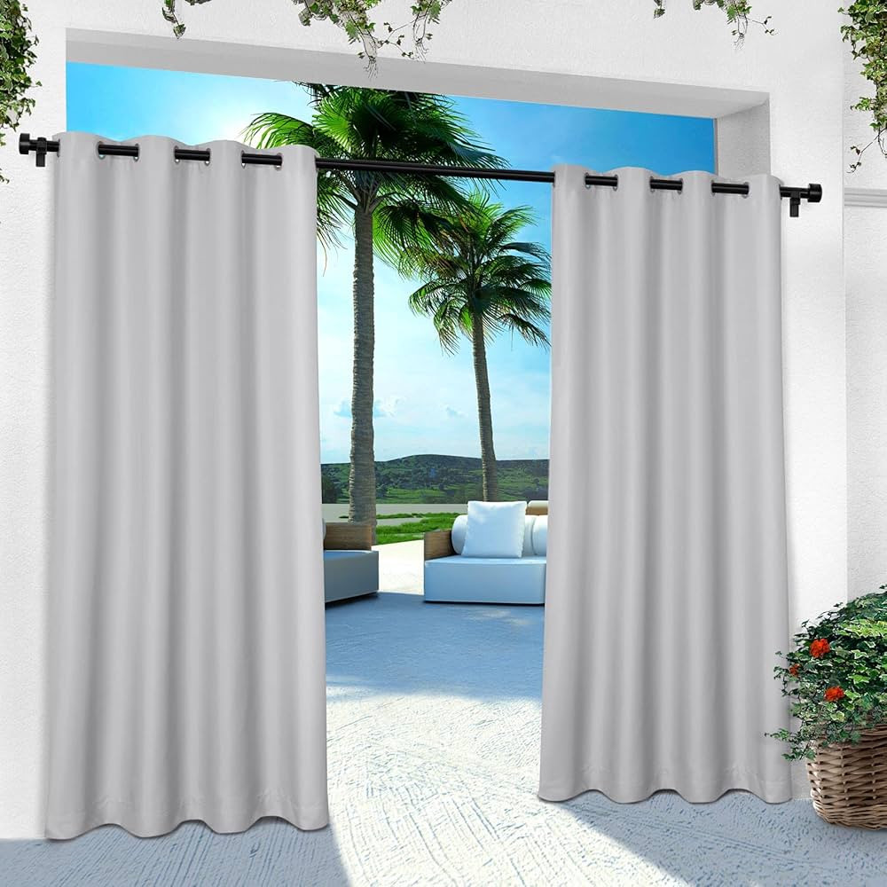 Exclusive Home Cabana Solid Indoor/Outdoor Light Filtering Grommet Top Curtain Panel, 54"x84", Cl... | Amazon (US)