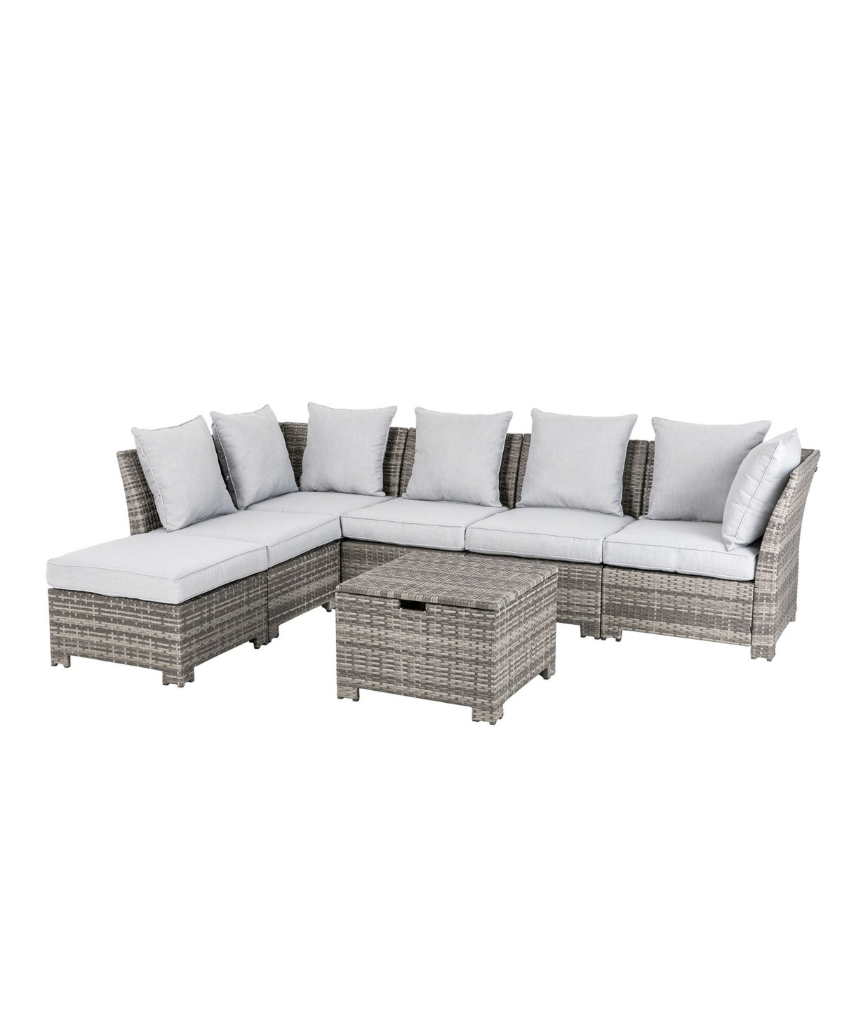 Glitzhome 7 Piece Outdoor Patio All-Weather Wicker Sectional | Macys (US)