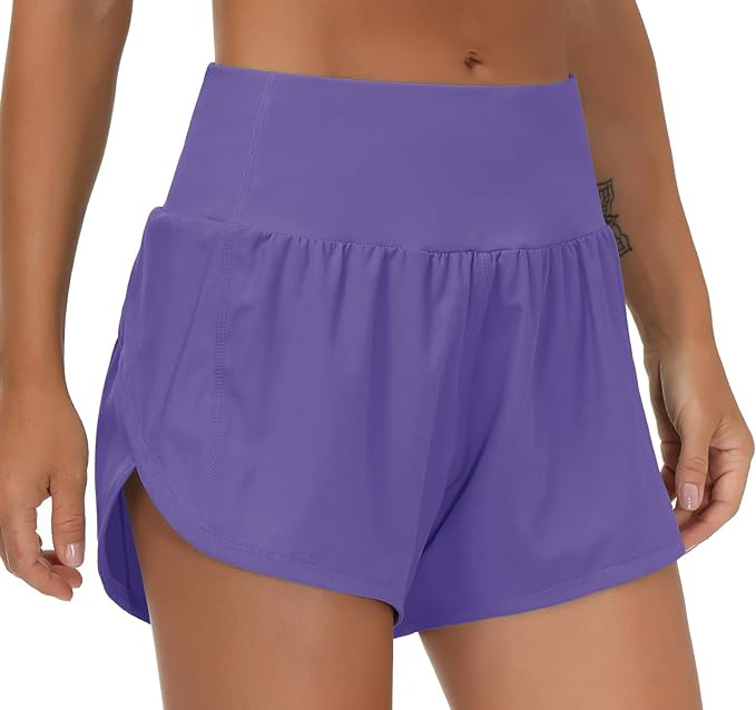 THE GYM PEOPLE Womens High Waisted Running Shorts Quick Dry Athletic Workout Shorts with Mesh Lin... | Amazon (US)
