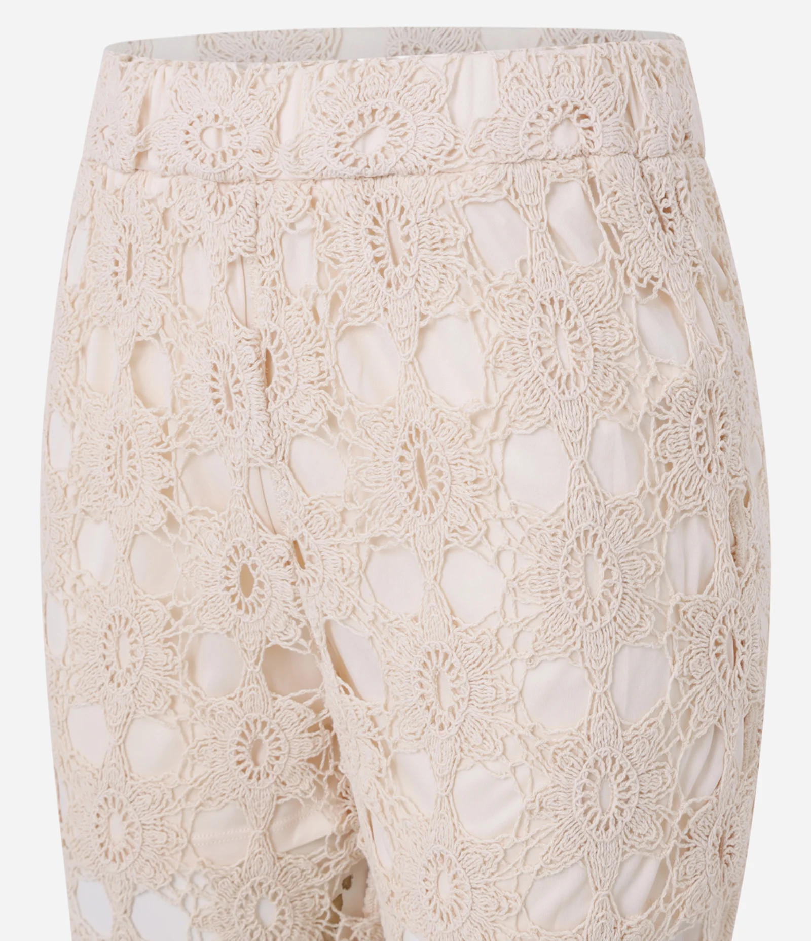 Calça Reta Cintura Alta com Efeito Crochê Bege - Lojas Renner | Renner (BR)