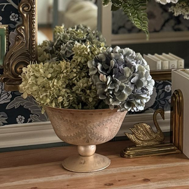 Etched Copper Mercury Glass Compote Bowl | Antique Farm House