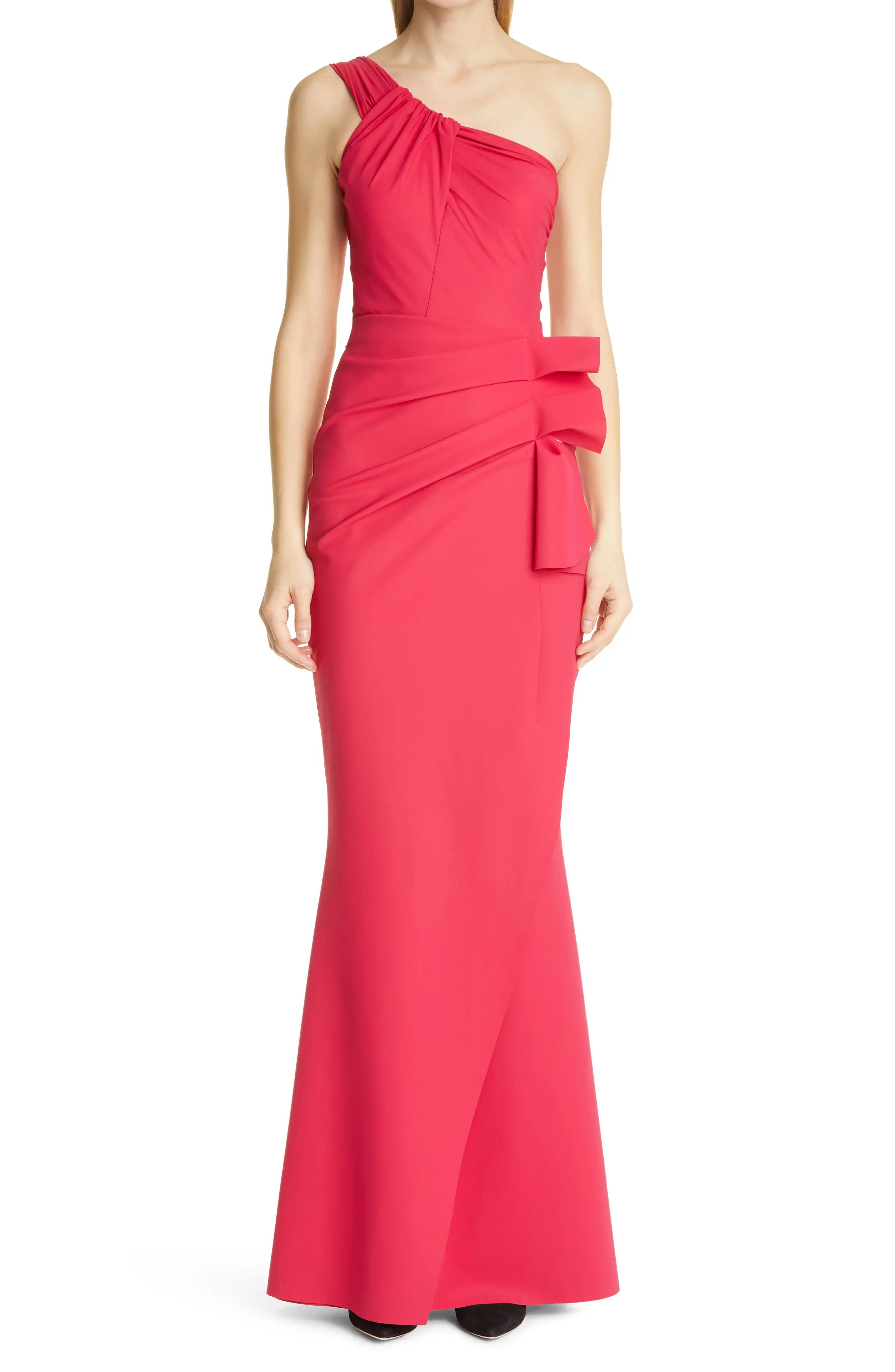 Chiara Boni La Petite Robe Seki One Shoulder Mermaid Gown, Size 6 Us in Cherry at Nordstrom | Nordstrom