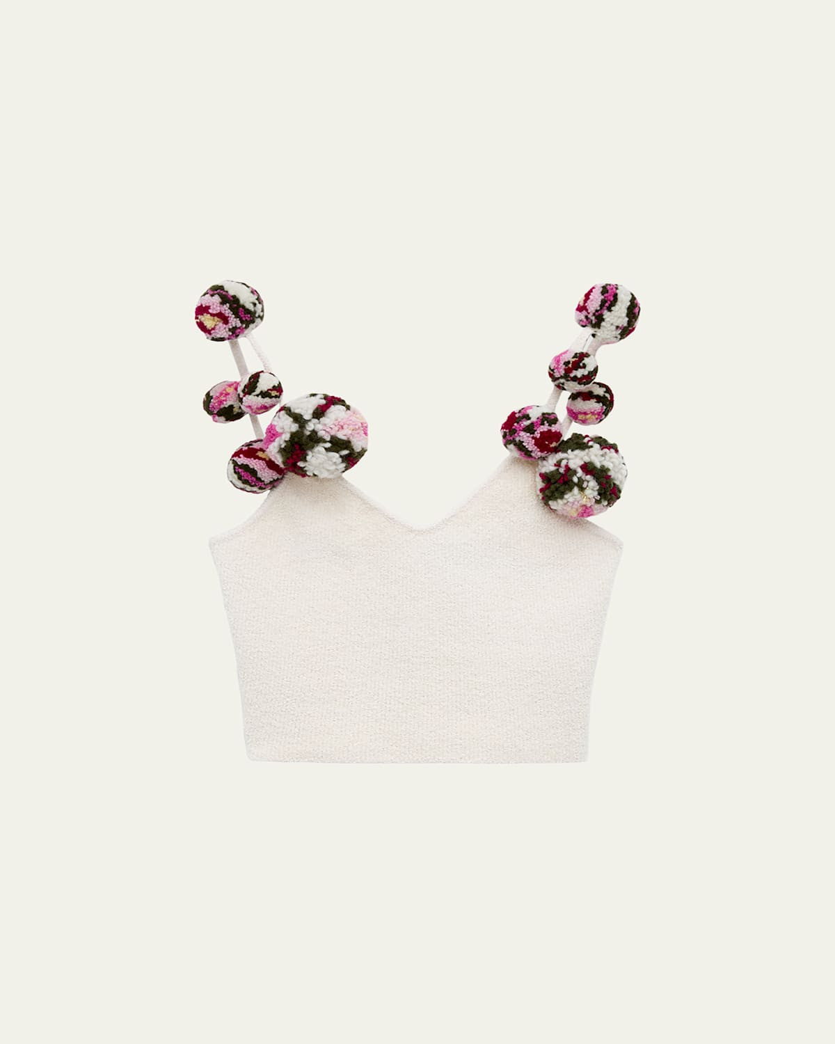x Paula's Ibiza Pom-Pom Knit Crop Top | Bergdorf Goodman