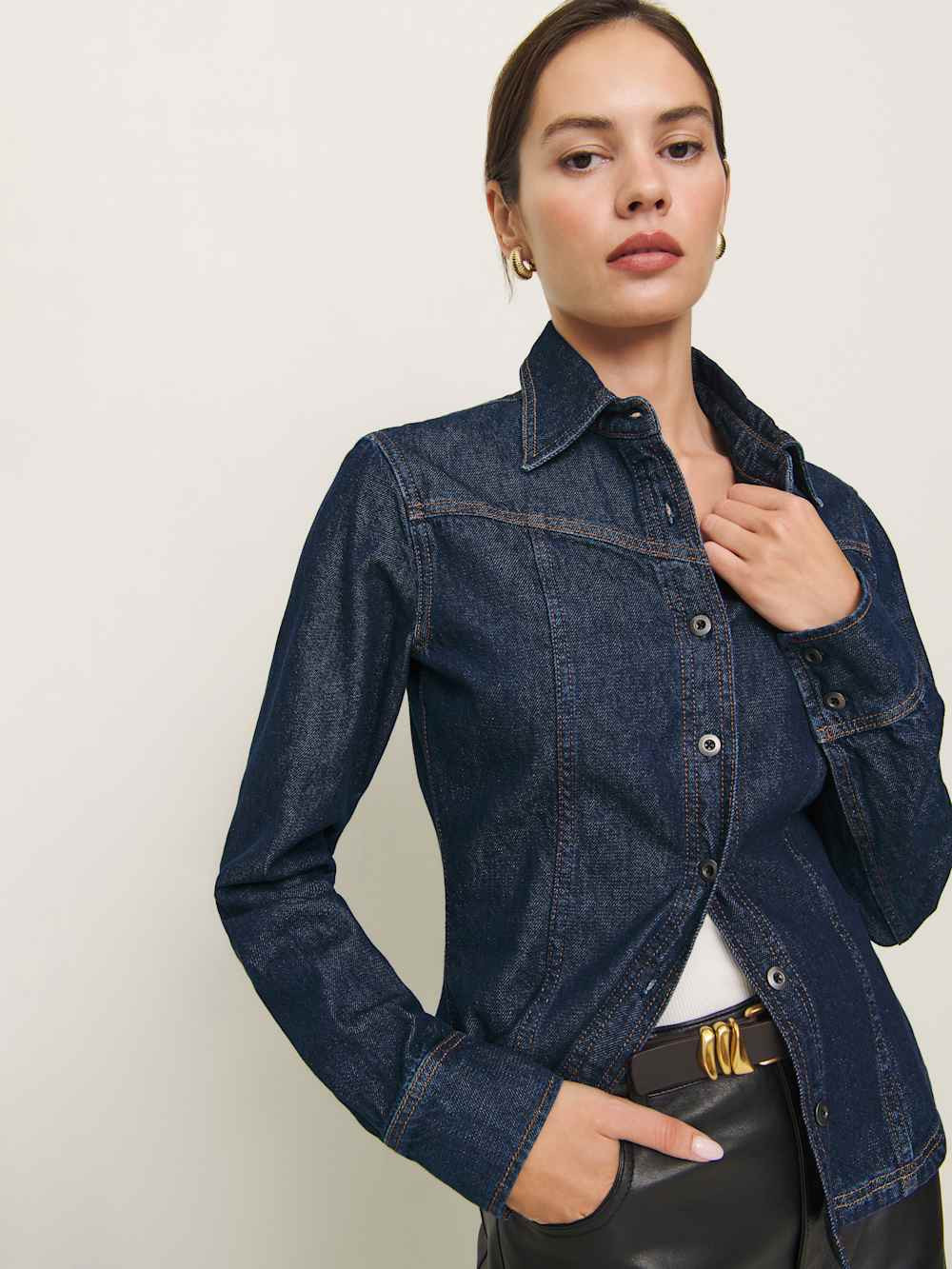Nellie Denim Shirt | Reformation (Global)