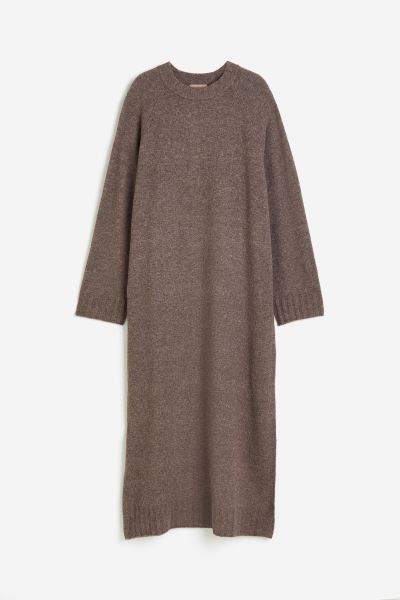 Robe longue en maille - Marron chiné - FEMME | H&M FR | H&M (FR & ES & IT)