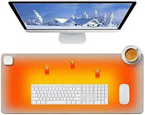 Heated Desk Pad, 3 Levels Heating & 4 Hours Auto Shut-Off, PU Leather Heated Larger Mouse Keyboar... | Amazon (US)