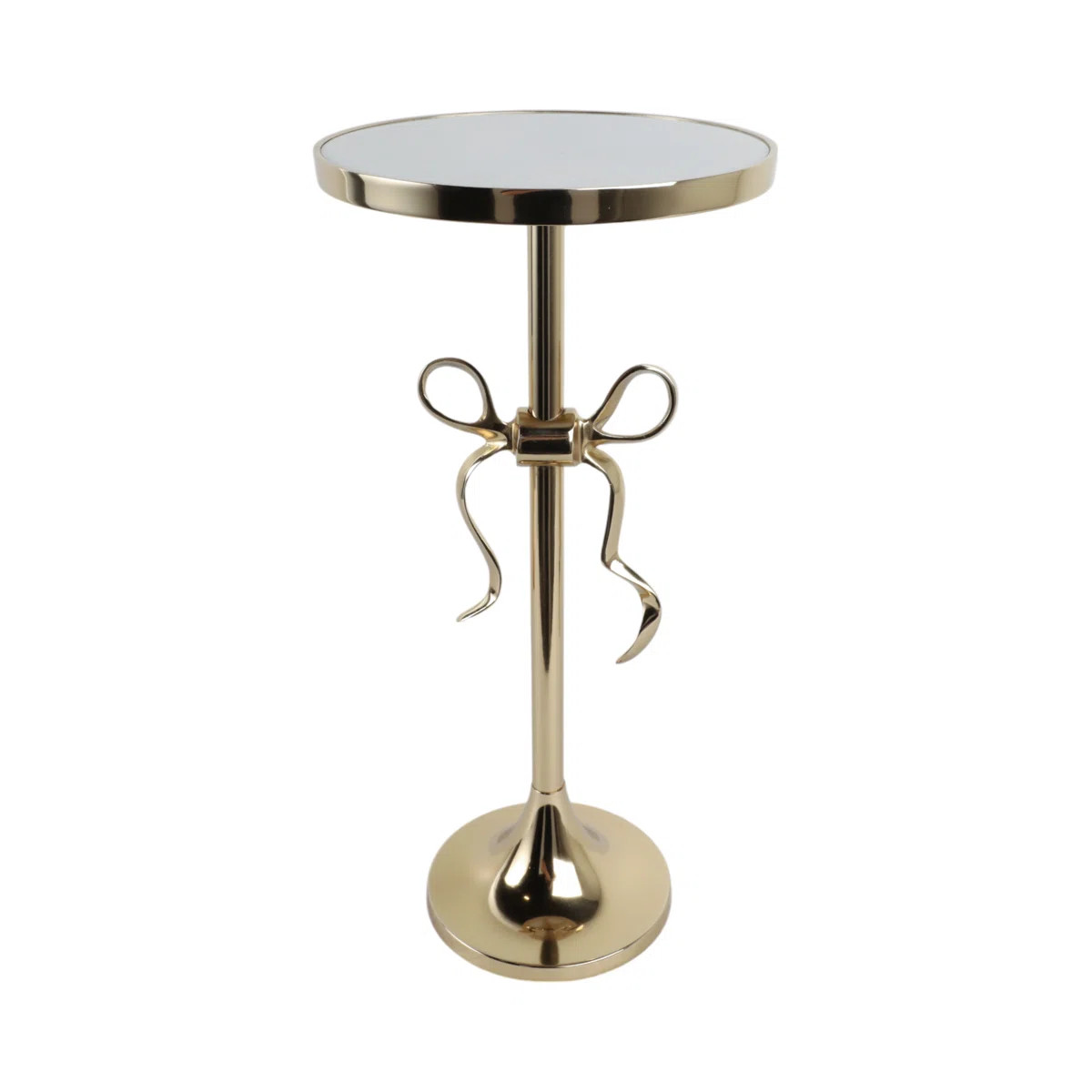 Round Side Table with Marble Top and Bow Design - Stylish Accent End Table for Living Room, Offic... | Wayfair North America