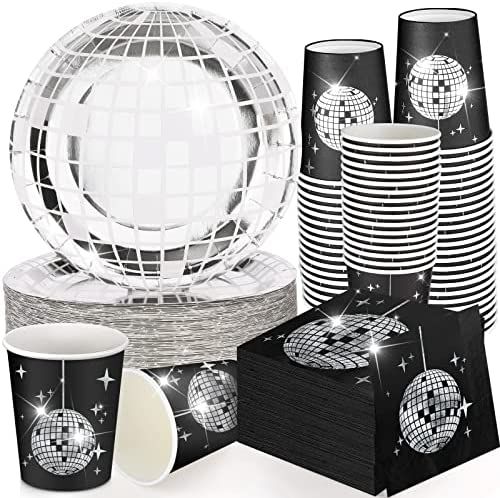 70s Disco Party Supplies Includes 50 Pcs Silver Disco Ball Paper Dinner Plates 50 Pcs Disco Paper... | Amazon (US)