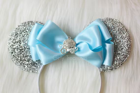 Cinderella Carriage Mouse Ears Headband. Blue Bow Mouse Ears. Disney Headband. Disney Princess He... | Etsy (US)