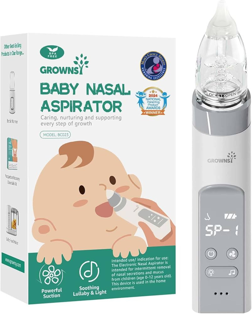 GROWNSY Nasal Aspirator for Baby, Electric Baby Nose Sucker with Larger Suction Chamber and More ... | Amazon (US)