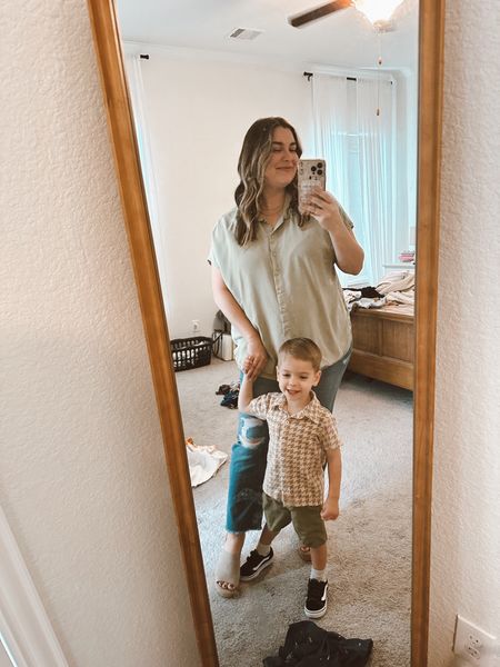 Coordinating with my little buddy today! Don’t mind all the laundry I need to fold in the background😅 My jeans & shirt are affordable maternity clothes! #maternity #pregnancy #bumpstyle

#LTKbump #LTKbaby #LTKfindsunder50