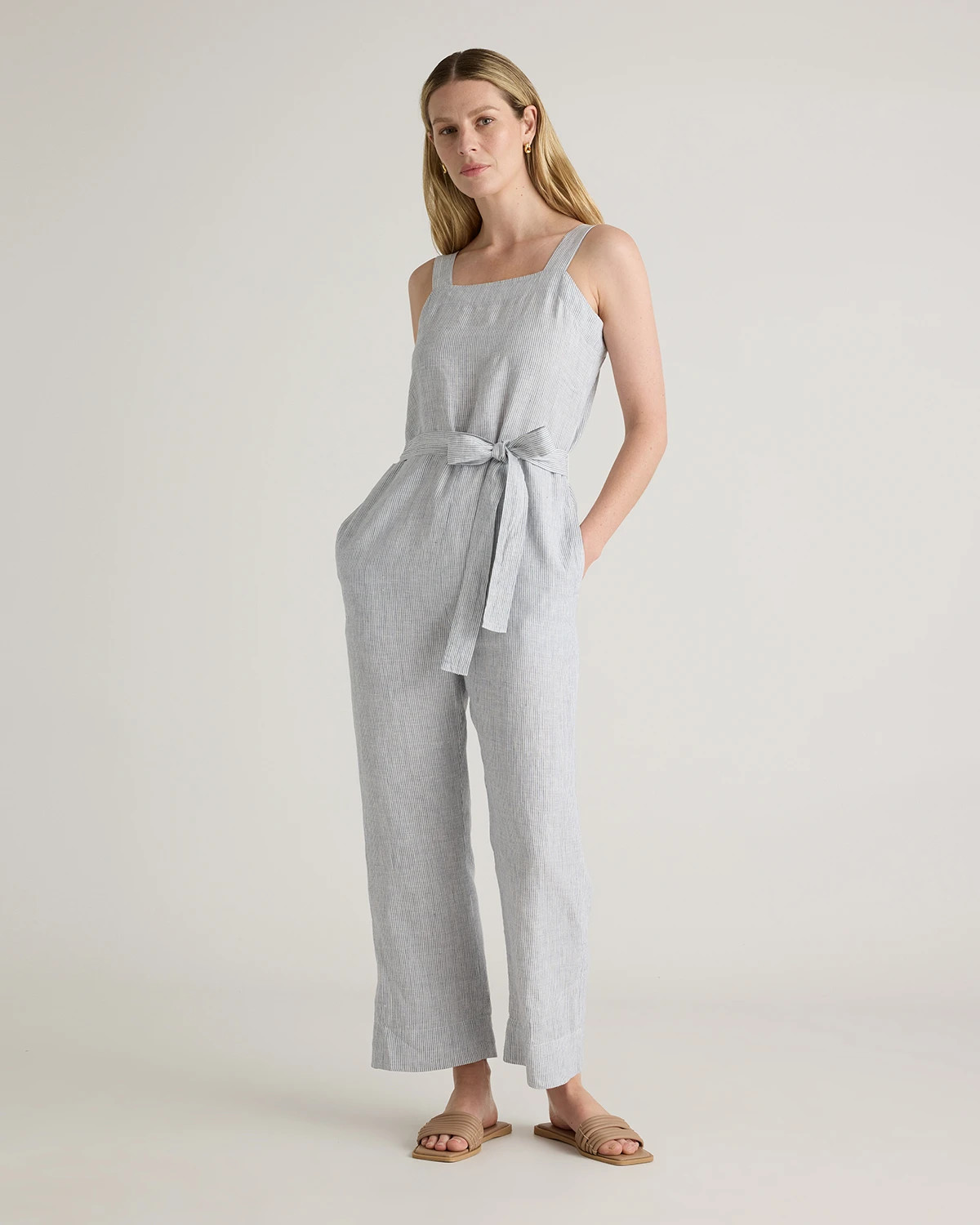 100% European Linen Square Neck Jumpsuit | Quince