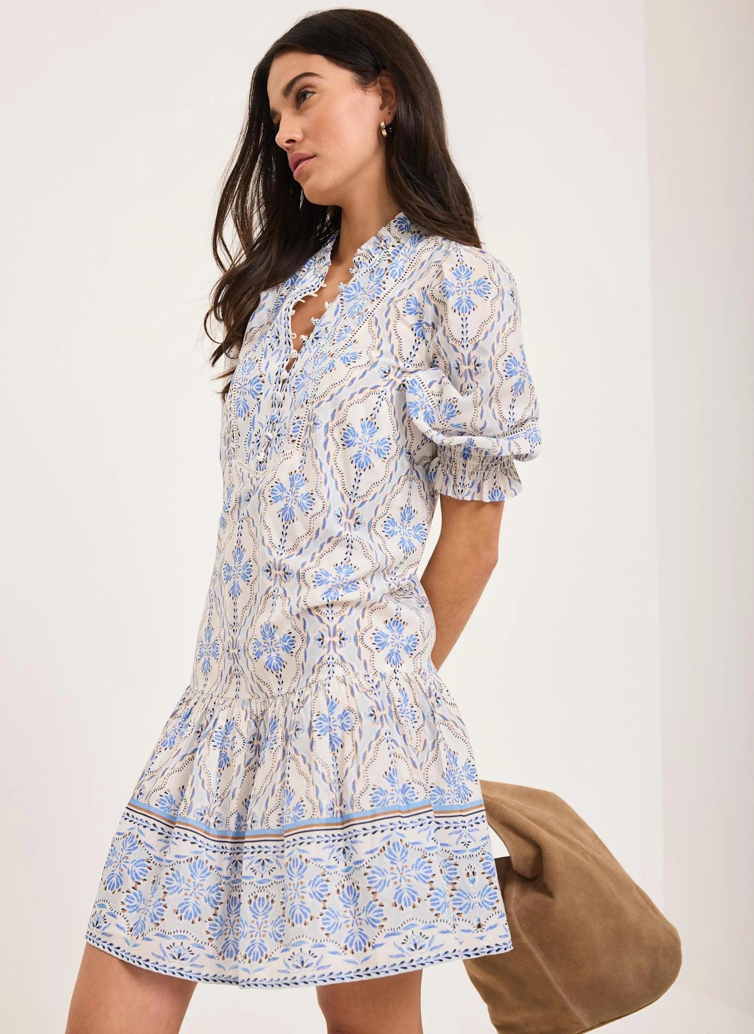 Blue Floral Print Mini Dress | Mint Velvet - US