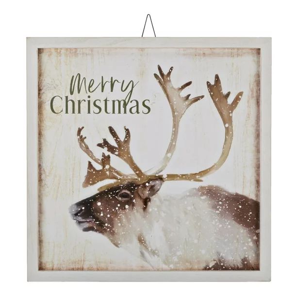 Holiday Time Framed Hanging Sign Decor, Merry Christmas Caribou | Walmart (US)