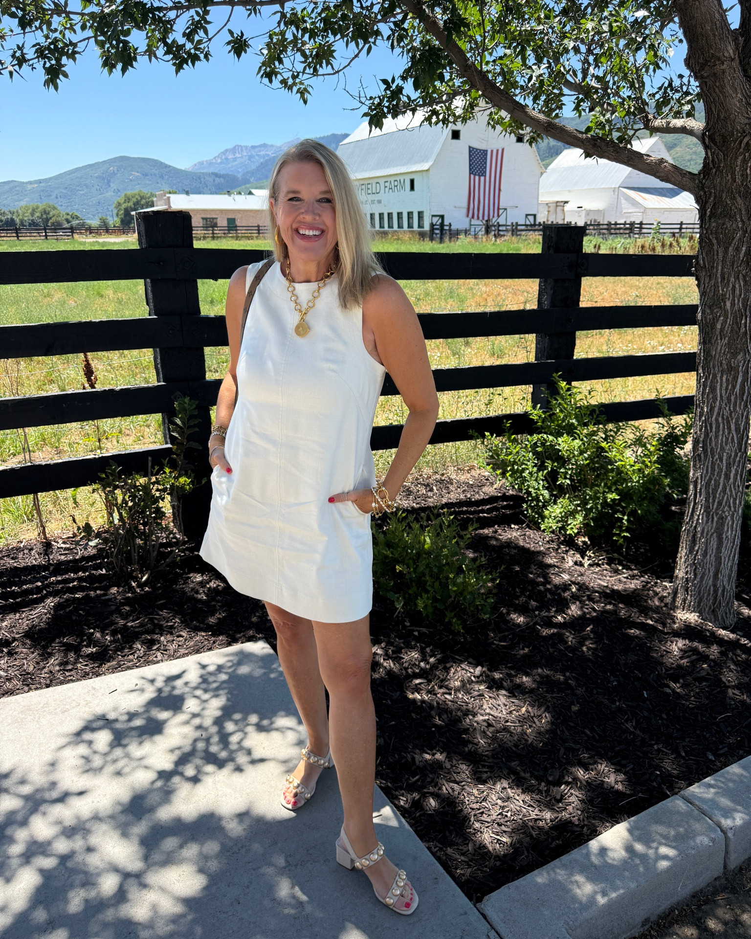 The dress you’ll wear now and into FAlL🍂🍁

The perfect linen dress, fully lined, with pockets back zip and a perfect comfortable fit
Made by Spanx 
Save 15% with my code
Deardarcyxspanx 
Wearing a med which is my true size in Spanx 

Louis Vuitton bag one of my favorite bags, so useful and a great everyday use can also be a crass body 

Julie Vos jewelry 

Cecelia  new york shoes

#LTKgrwm #LTKootd #LTKOver40