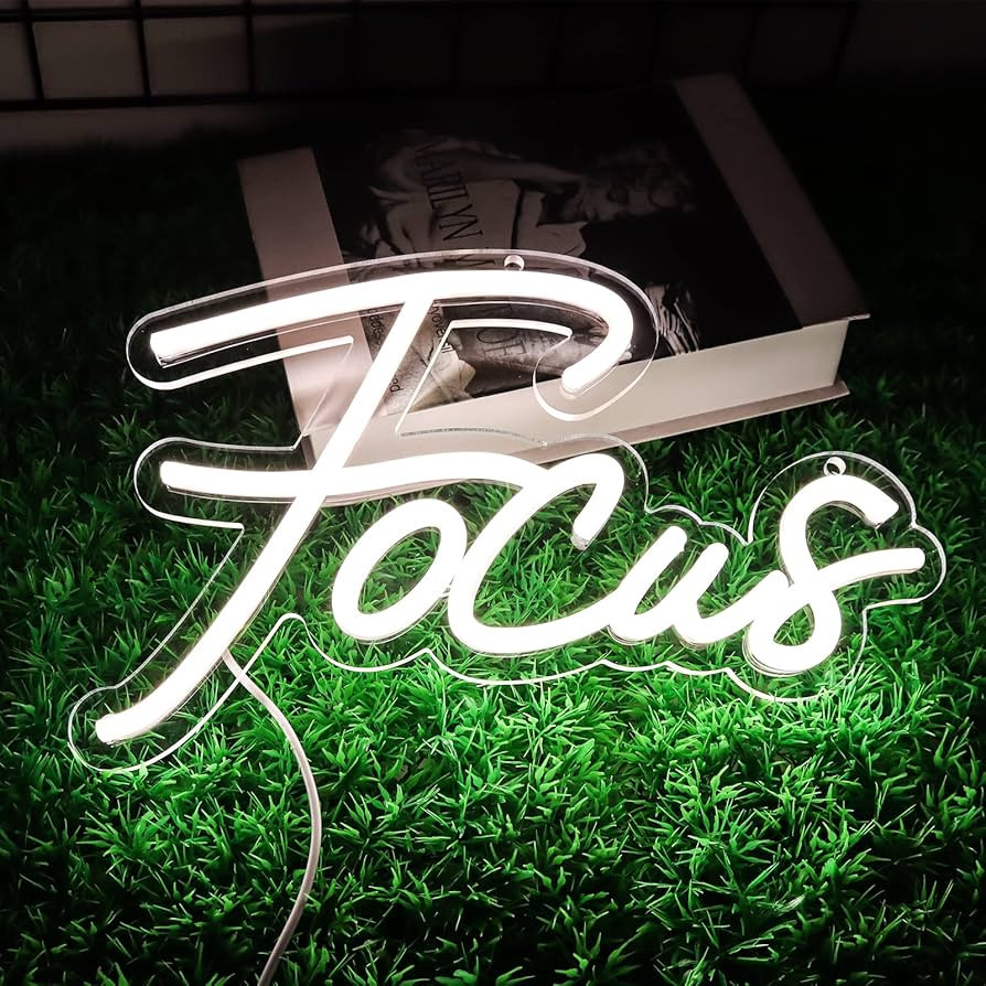 Vinray Focus Neon Sign for Wall Decor,White Led Neon Lights for Bedroom,Bar,Party.Wall Art for Bi... | Amazon (US)