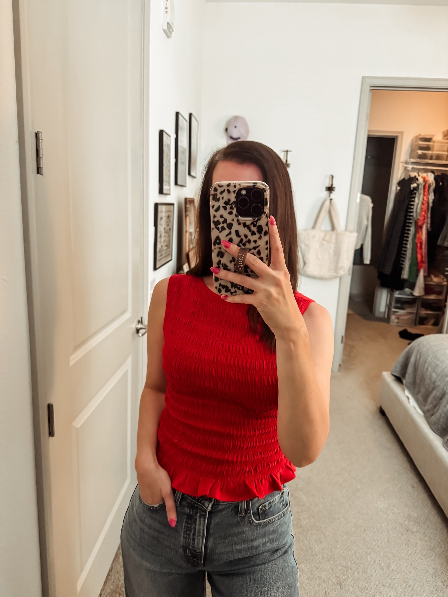 Red top // Abercrombie // spring // on sale // under $100 // wide leg jeans // denim // spring ootd 

#LTKhaul #LTKootd #LTKSaleAlert