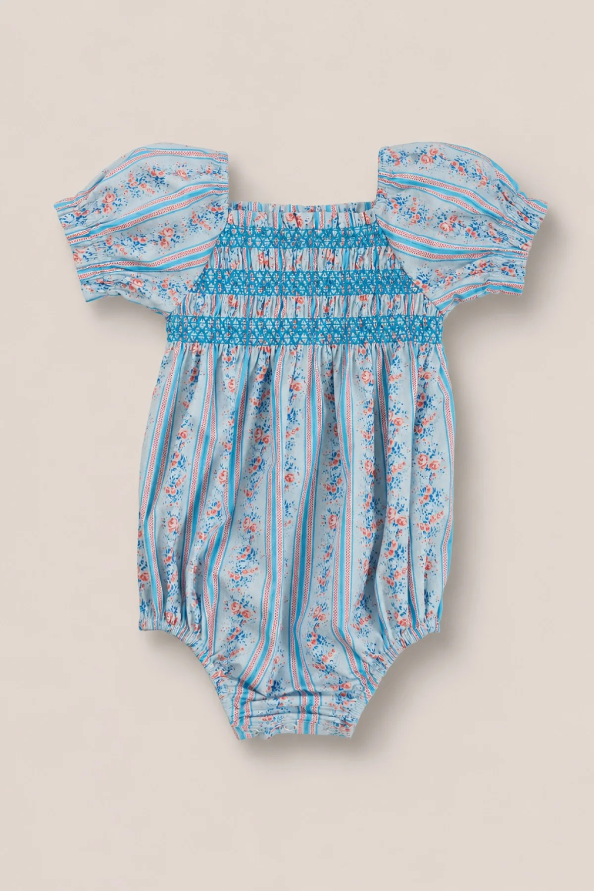 Baby Sunday Best Romper in Rosette Linear Stripe | Ivy City Co