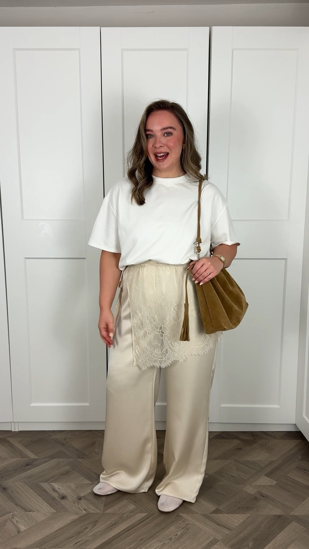 the little lace hip scarf is such a good styling addition to a simple outfit! 

I wear my usual UK14 in the satin trousers 

#LTKmidsize #LTKspring #LTKuk