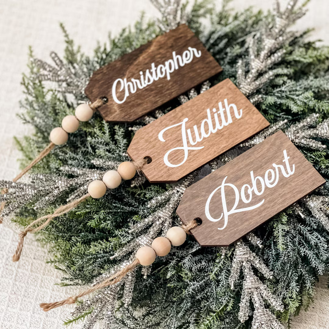 Personalized Wooden Stocking Tag, Stocking Name Tags, Farmhouse Name Tags for Christmas Stocking,... | Etsy (US)