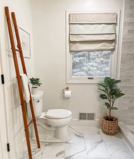Bathroom toilet area includes this ladder from Target.  

Ladder.  Target decor.  Kohler toilet.  Bathroom 12 X 24 tile.  

#LTKfamily #LTKhome