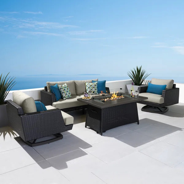 Winnie High-Density Polyethylene (HDPE) Wicker 4 - Person Seating Group with Sunbrella Cushions | Wayfair North America