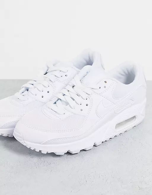 Nike Air Max 90 sneakers in triple white | ASOS (Global)