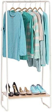 IRIS USA PI-B1 Standing Garment Metal, Clothing Rack with Bottom Shelf, Wood, White | Amazon (US)