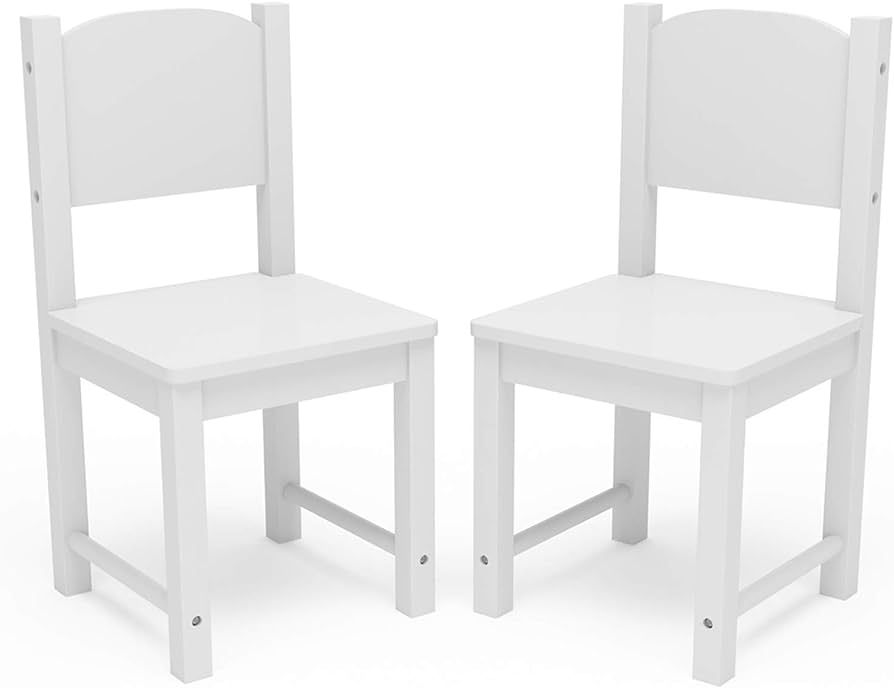 Timy Toddler Wooden Chair Pair, Kids Furniture for Eating, Reading, Playing 2 Pack (White) | Amazon (US)