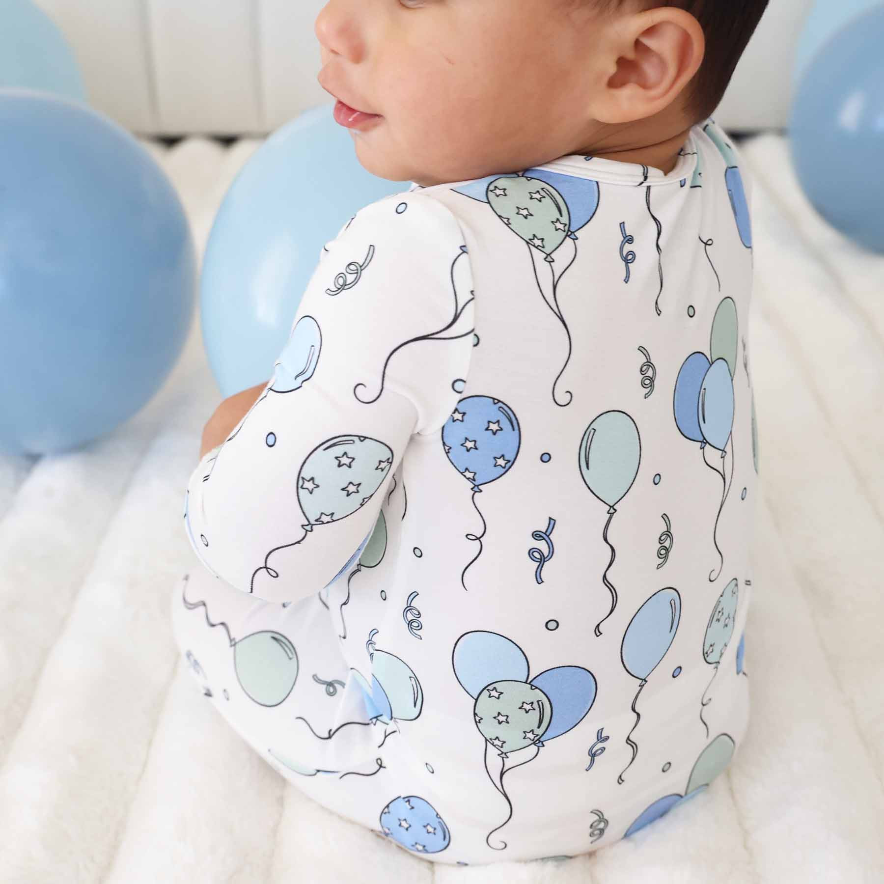 Party Time Zipper Footie | Blue | Caden Lane