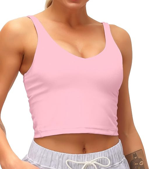 Dragon Fit Sports Bra for Women Longline Padded Bra Yoga Crop Tank Tops Fitness Workout Running Top | Amazon (US)