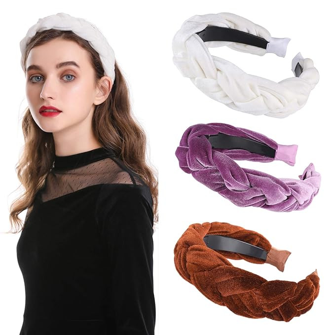 AWAYTR Velvet Braided Flock Padded Headband Spanish Vintage Style Alice Hair Band Matador Headban... | Amazon (US)