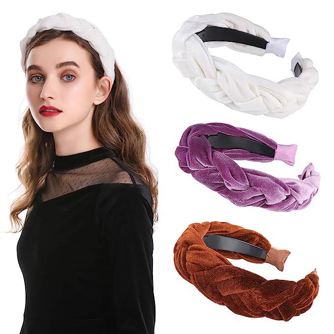 AWAYTR Velvet Braided Flock Padded Headband Spanish Vintage Style Alice Hair Band Matador Headban... | Amazon (US)