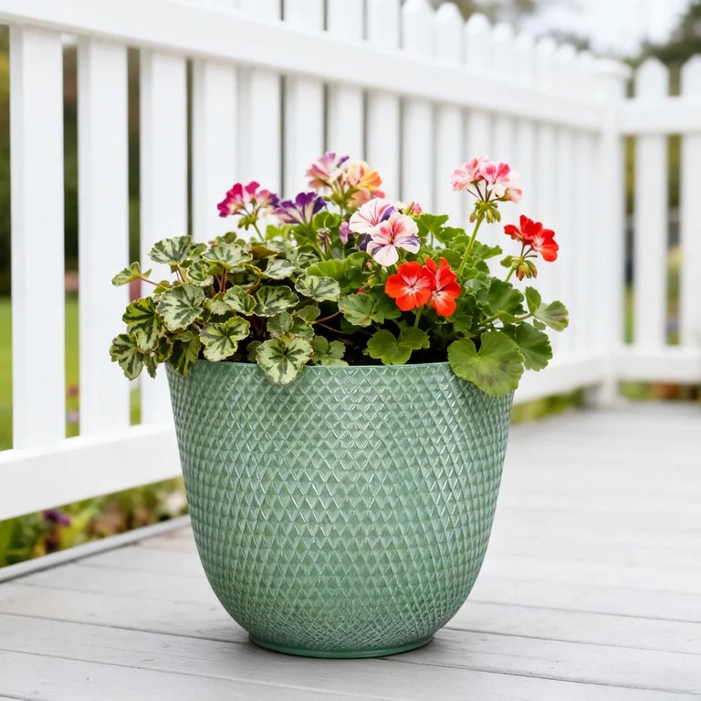 Better Homes & Gardens Lora Green Recycled Resin Planter 12.1in x 9.8in | Walmart (US)