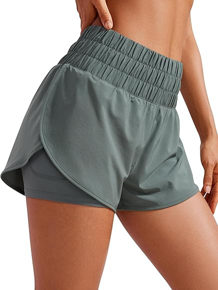 CRZ YOGA 2 in 1 High Waisted Running Shorts for Women 3" - Split Breathable for Athletic Tennis G... | Amazon (US)