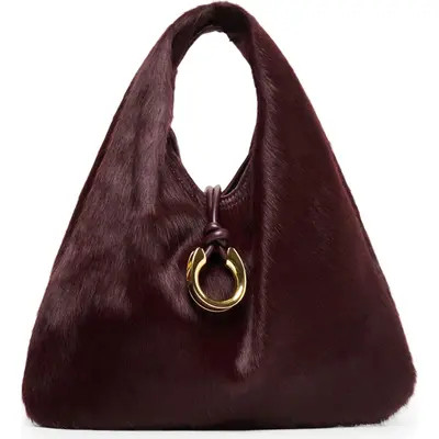 Dolce Vita Martin Genuine Calf Hair Hobo Bag in Burgundy at Nordstrom | Nordstrom
