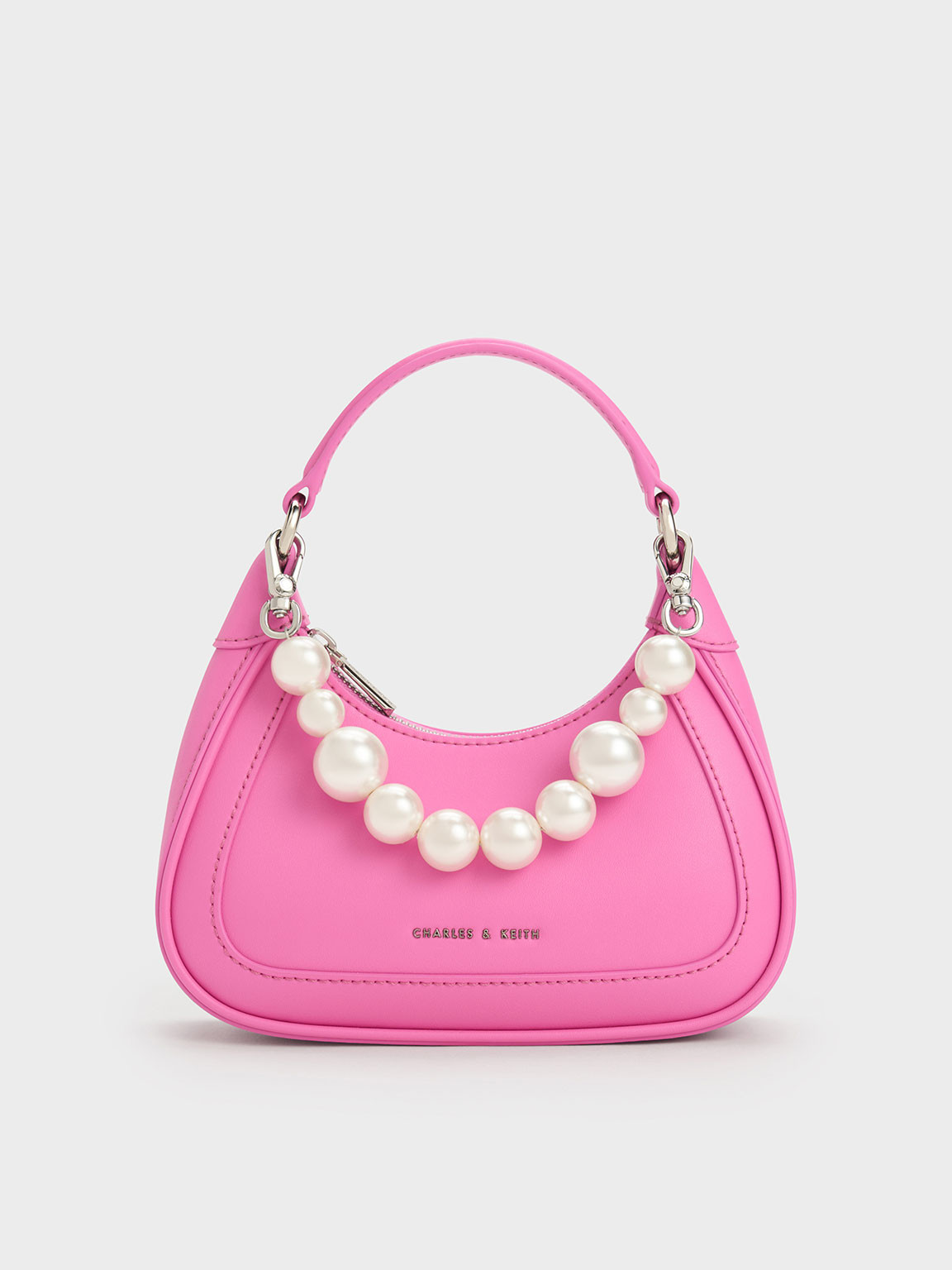 Beaded Handle Hobo Bag
 - Pink | Charles & Keith UK